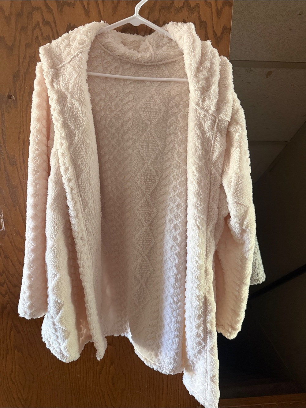 Cozy Hooded Plush Women's Sweater Cardigan - cream